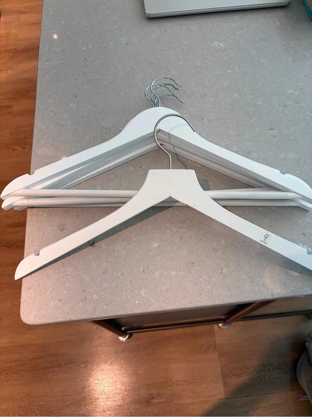 Pottery Barn White Wooden Clothing Hangers - Set of 5
